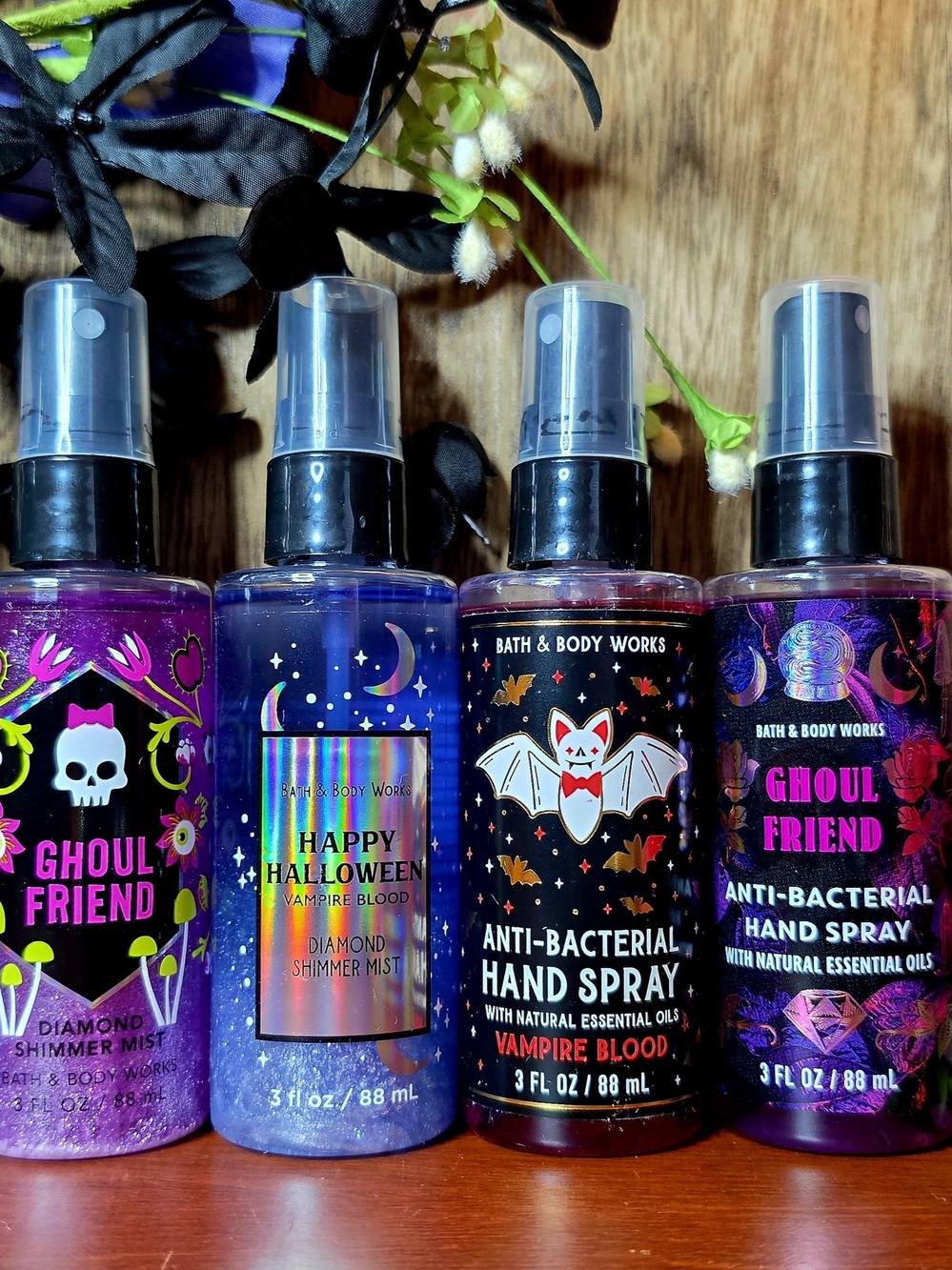 (4) Bath & Body Works Halloween Glitter Fragrances & AntiBacterial Travel Sprays